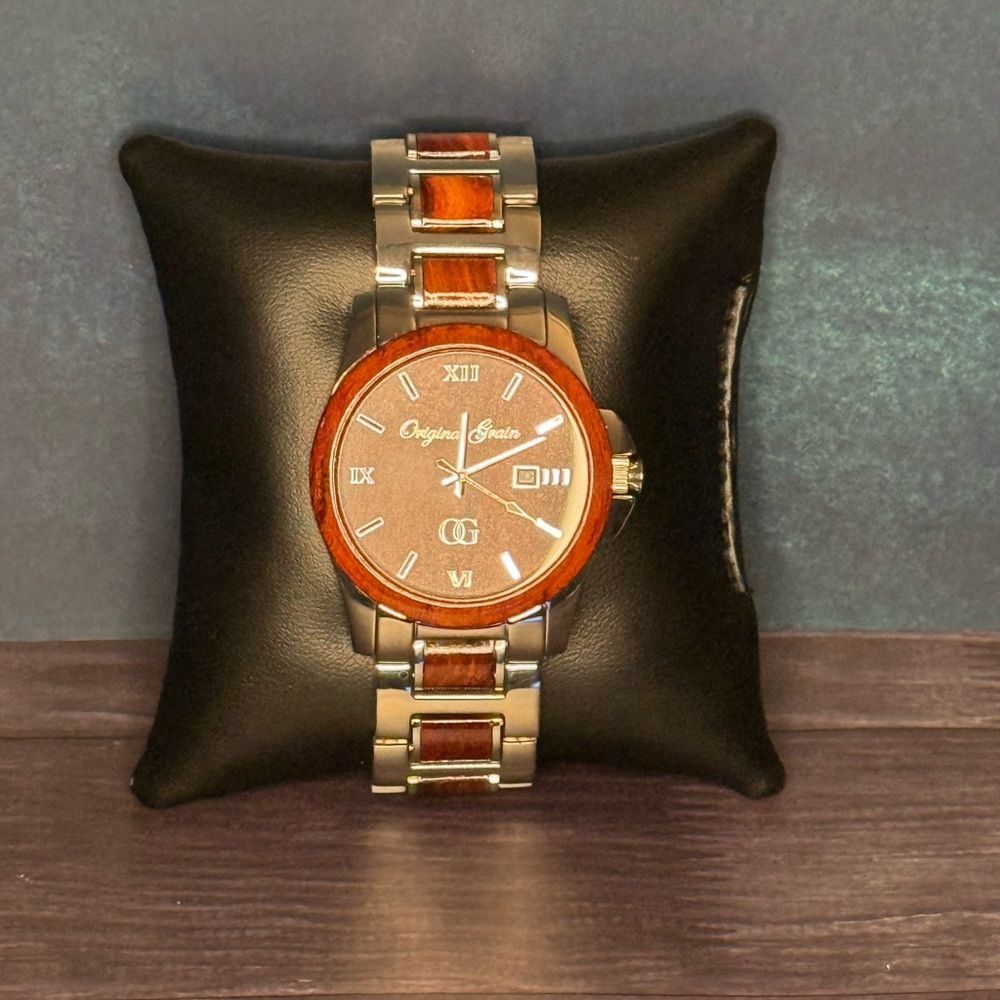 Silver and Brown Original Grain Watch